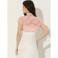 thumbnail image 4 of DARING DIVA Lace Cardigan Stand Collar Short Elegant Shrug M Pink, 4 of 6