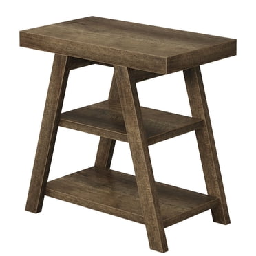 Spaco Wood End Table, 3-Tier Sofa Side Table with Storage Shelf, End Table for Indoor as Bedroom, Brown