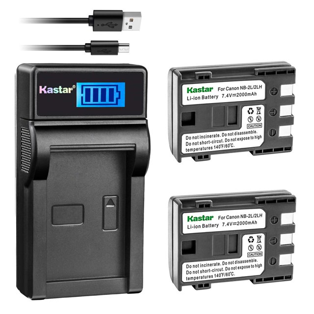Cargador de batería Kastar LCD Slim USB para cámaras Canon NB-2L