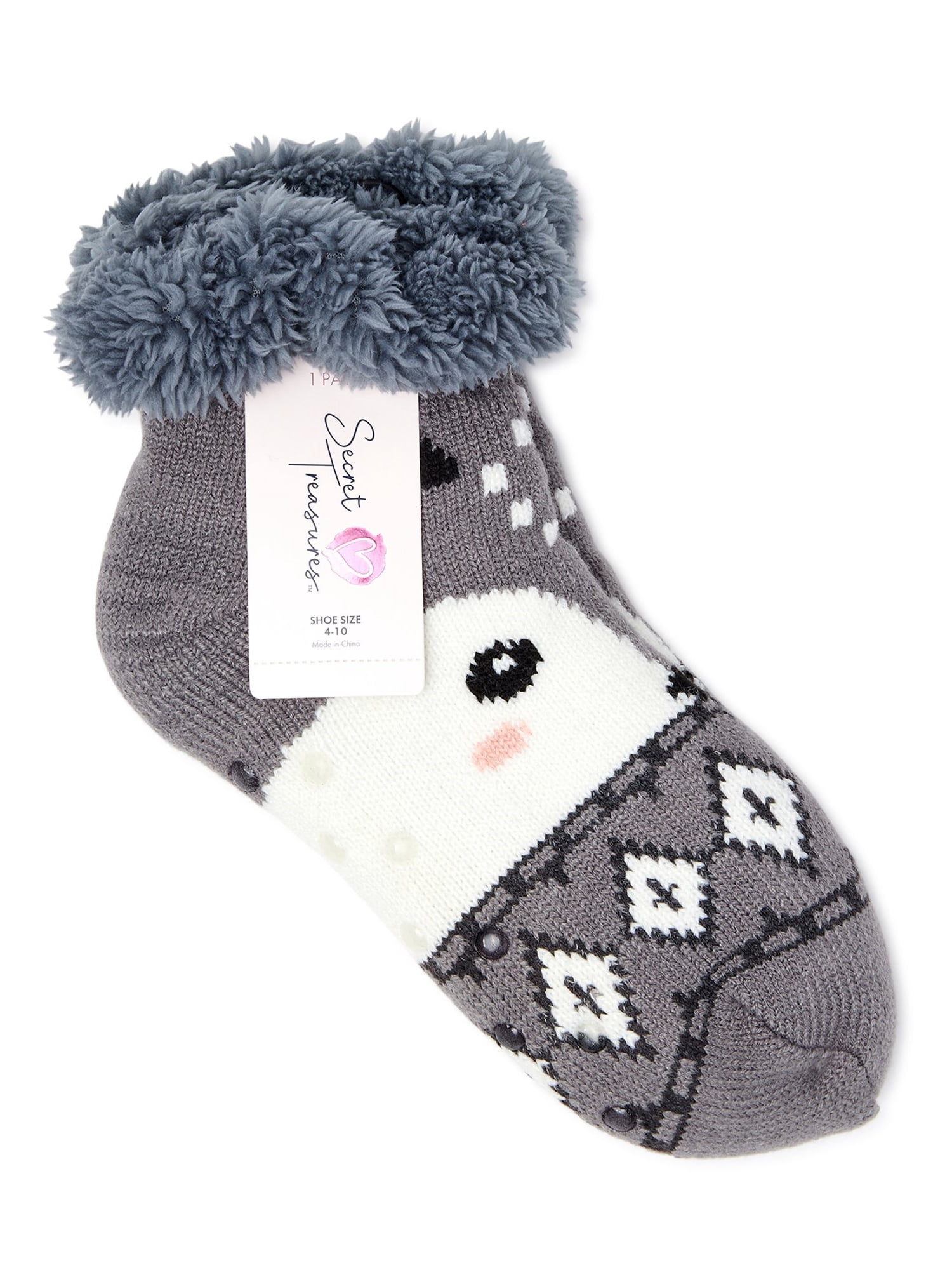 Secret Treasures Women's Knit Slipper Socks, 1-Pack, Size 4-10