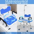 thumbnail image 2 of Swivel Shower Chair: 400 lbs Heavy Duty Shower Chair for Elderly Disabled Injured - Height Adjustable Shower Stool with Arms & Back - Non-Slip Rotating Shower Bench Seat for Tubs (Dark Blue), 2 of 9