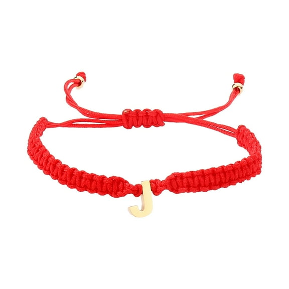 Personalized 26 Initial Bracelet Stainless Steel Gold Plated Letter Red Woven Bracelet Charm Bracelet Woven Bracelet For Men Women Girls