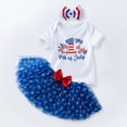 thumbnail image 2 of kpoplk Baby Summer Outfits Newborn Girl Short Sleeve Letters Print T-Shirt Romper Bib Shorts/Pants/Skirts Headband 0-18M(Blue,0-3 M), 2 of 4