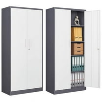 MIIIKO Metal Storage Cabinet 71" Locking Metal Storage Cabinet with 4 Adjustable Shelves, Black Metal Cabinet with 2 Doors and Lock for Office, Garage, Home