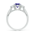 thumbnail image 2 of ANGARA Natural Prong Set Tanzanite and Diamond Three Stone Engagement Ring in 14K White Gold for Women (Size-6mm) | December Birthstone, Anniversary, Jewelry Gift for Women | Natural Tanzanite Ring, 2 of 9