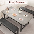 thumbnail image 3 of COZONY 63" Extendable Dining Table Set for 4–6 with 2 Upholstered Benches, Rectangular MDF Top, Metal Frame, 3 of 8