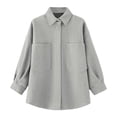 thumbnail image 6 of Karight Women's Long Sleeve Shirt Western Fashion Thick Fleece Button Up Oversized Shacket Jacket, 6 of 7
