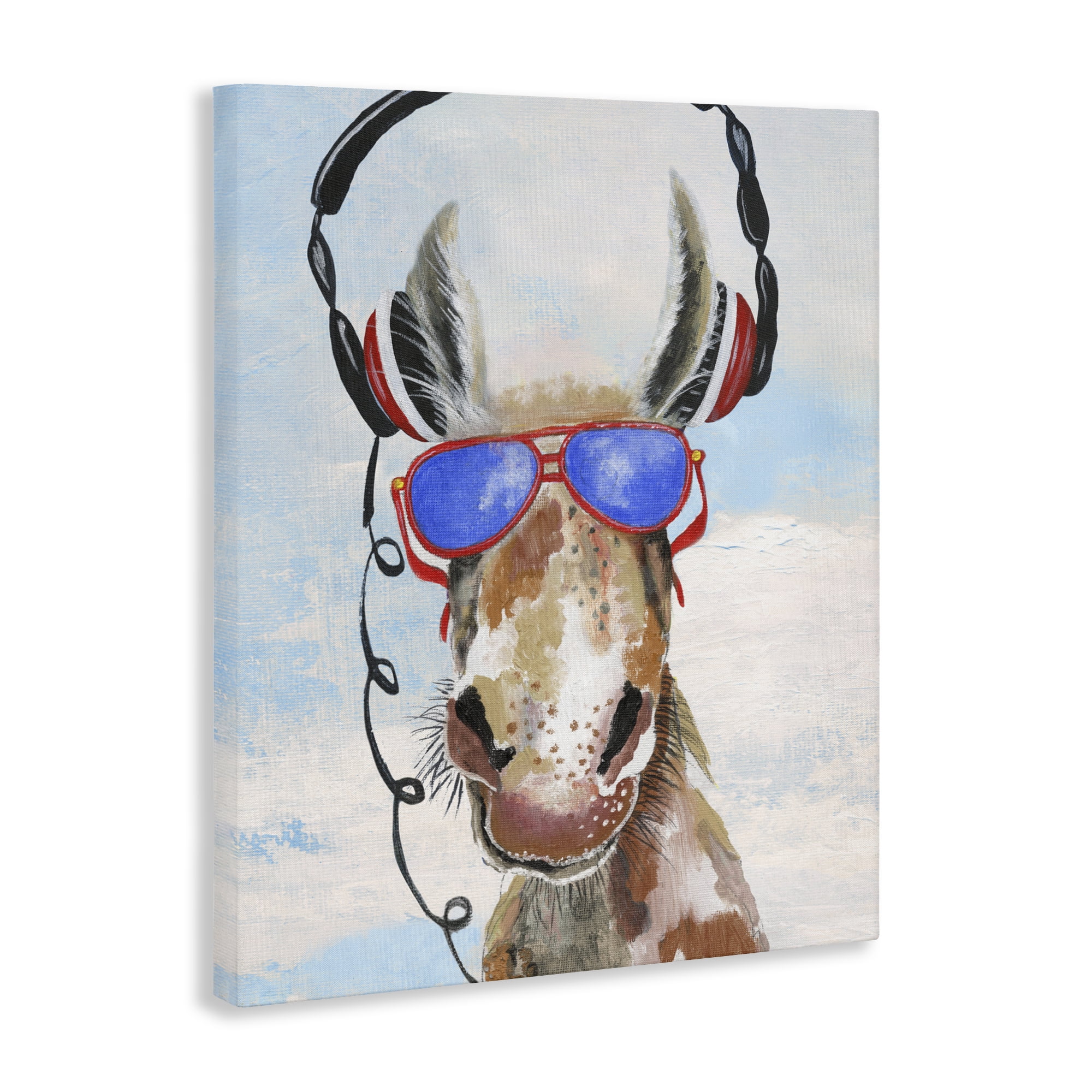 Stupell Industries Donkey Wearing Headphones Canvas Wall Art, design by Janet Tava