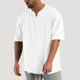 thumbnail image 2 of Men's Big and Tall Henley T-Shirts V Neck Short Sleeve Tops Casual Oversized Basic Tee Everyday Soft Shirt, 2 of 7