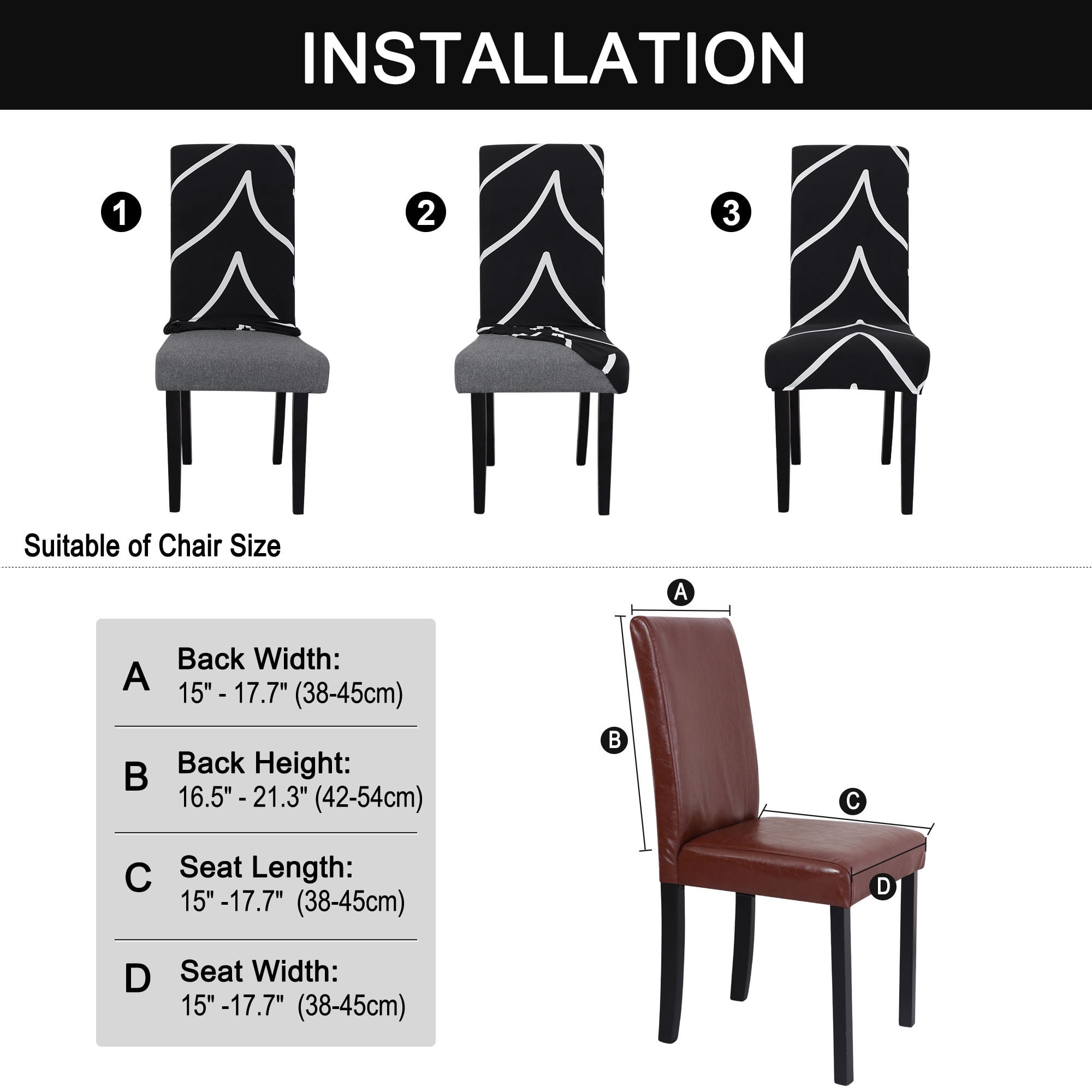 Unique Bargains Elastic Dining Chair Slipcover White and Black M