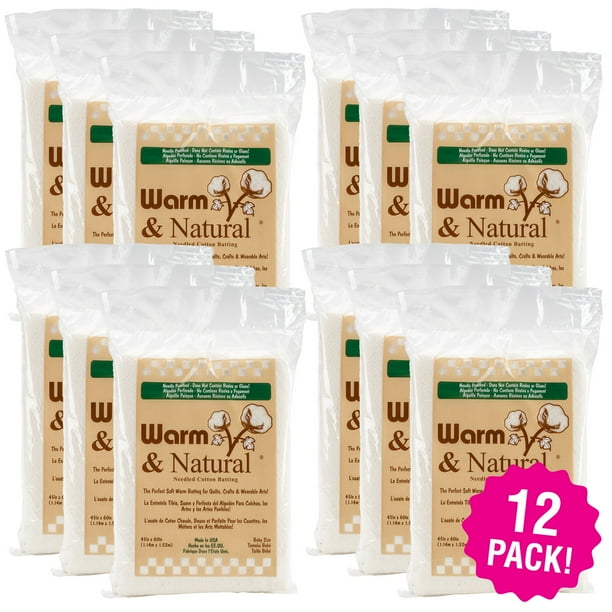 Warm & Natural Cotton Batting 45"X60", Multipack of 12
