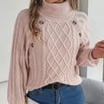 thumbnail image 5 of Sweaters for Women 2025 Fall Winter Long Lattern Sleeve Turtleneck Knitted Sweater Jumper Top Womens Pullover Sweaters, 5 of 8