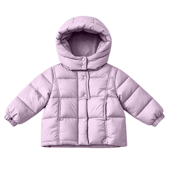 Fnooota Girls Puffer Jackets Size 10, Warm Zip up Outdoor Long Sleeve Winter Outerwear with Pockets Purple