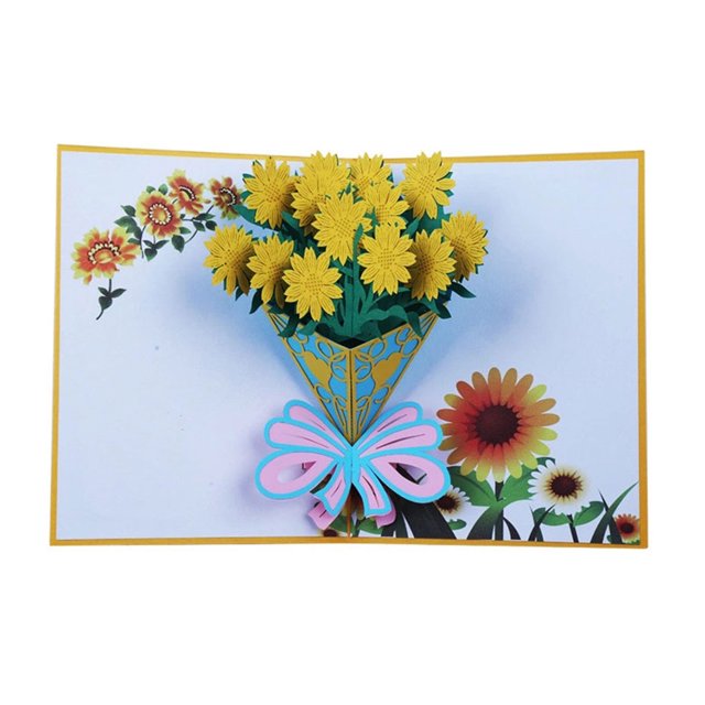 Naiovety Navidad Año Nuevo tarjeta de felicitación 3D Pop-up Flor hecha a mano Postal Tarjetas de felicitación Día de San Valentín Tarjeta de Kits de decoración para fiestas flor de sol Naiovety JR0981-03