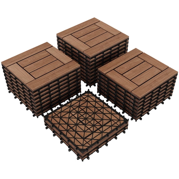 SmileMart 27pcs Indoor & Outdoor Wood Flooring Tiles for Patio Garden, 12" x 12", Multiple Colors