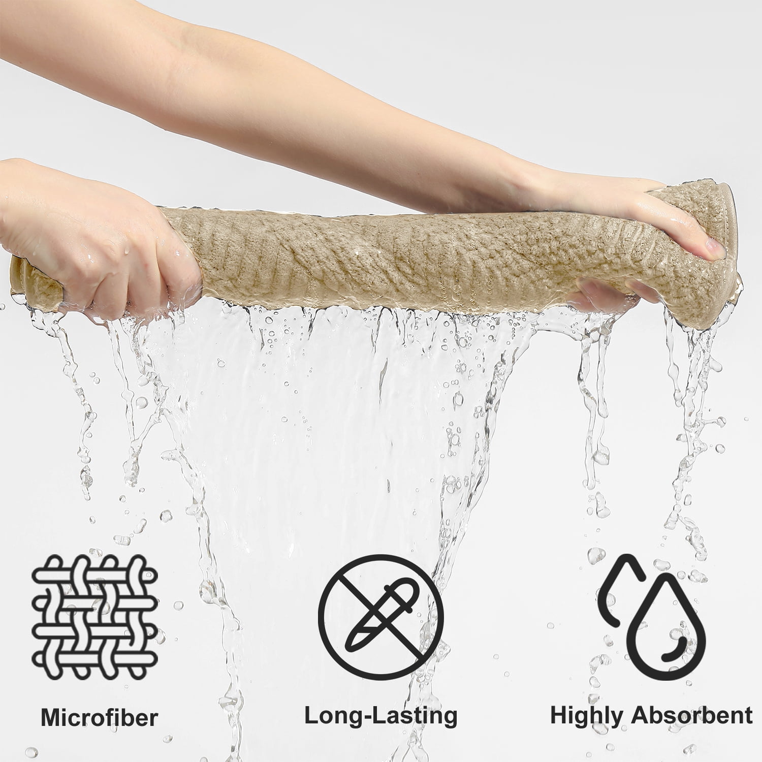 Beartech 18 Piece Bath Towel Set-6 Bath Sheet,6 Hand Towel,6 Washcloths Ultra Soft Microfiber Towels,Luxury Shower Towel,Quick-Dry & Highly Absorbent Bathroom Towels for Family,Hotel Spa-Camel