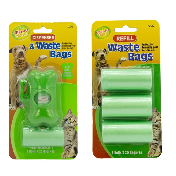 Portable Leak-Proof Dog Waste Bag Dispenser with 5 Refill Rolls