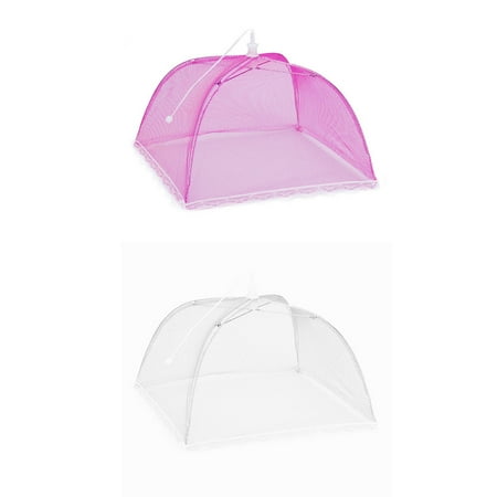 

WANYNG Food Storage 2 Large Pop-Up Mesh Screen Protect Food Cover Tent Dome Net Umbrella Picnic cover mesh cover pink A