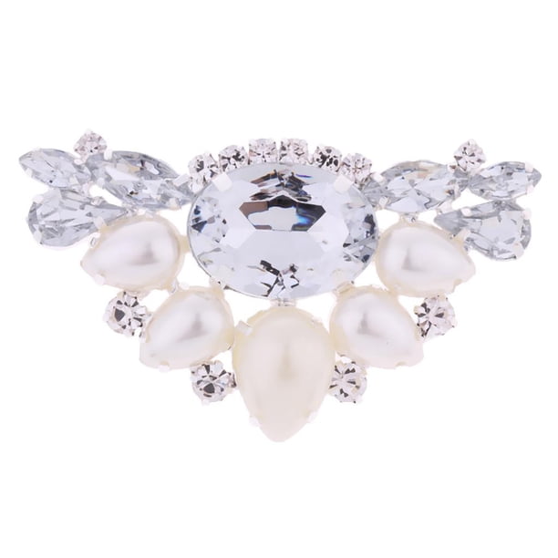 1pcs Clips de zapatos de boda de cristal de de imitación de perlas Blanco Zulema Adornos de zapatos de cristal