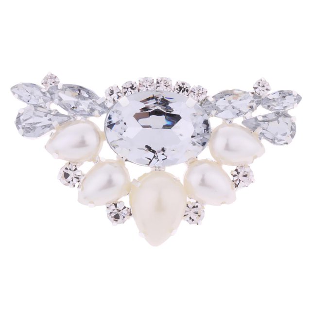 1pcs Clips de zapatos de boda de cristal de de imitación de perlas Blanco Zulema Adornos de zapatos de cristal