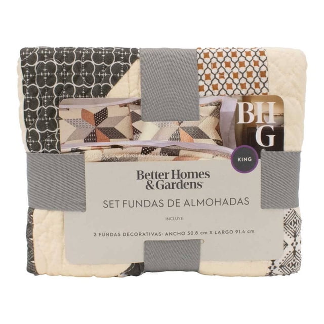 Set de Fundas para Almohada Better Homes & Gardens 2 Piezas Decorativas Diseño de Figuras Beige