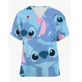thumbnail image 3 of Camisetas de uniforme de enfermera, camisetas con cuello en V, ropa de hospital de Disney Stitch para mujer, camisetas de verano 2024 con bolsillos para mujer, 3 of 5