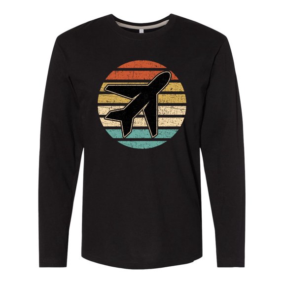 Inktastic Airplane Pilot Vintage Sunset Long Sleeve T-Shirt