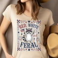 thumbnail image 4 of Cute Red White and Feral Raccoon T-Shirt, Funny Patriotic Animal Tee, ColumbiaBlue, L, 4 of 6