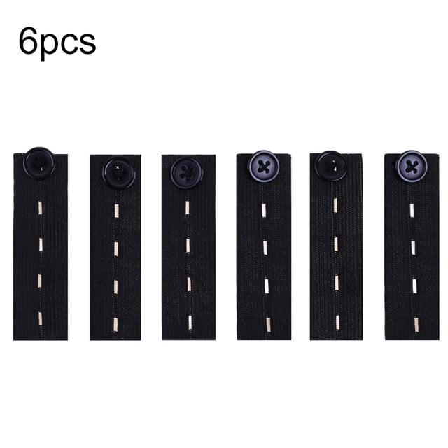 Pantalones elásticos de 4 agujeros Extensor de cintura Pantalones ajustables Extensor de cintura Suministros, Negro 6 piezas Inevent HA7799-01B