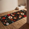 thumbnail image 2 of Flower Bathroom Runner Rug Non Slip, Large Long Bathroom Rug Cute Floral Bath Mat for Bedroom Hallway Kitchen, Soft Plush Washable Black Shower Rug, 2 of 6