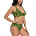 thumbnail image 2 of Kdxio Big Colorful Avocados Print Women's 2 Piece High Waisted Wrap Spaghetti Strap Summer Swimsuit Bikini Set-Large, 2 of 7