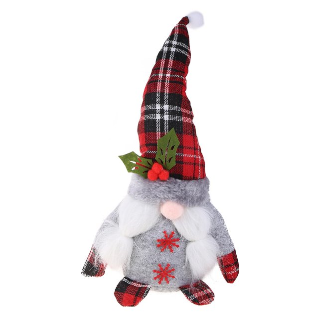 Decoraciones navideñas con astas a cuadros, gnomo de Tomte sueco hecho a mano, elfo de Papá Noel de felpa