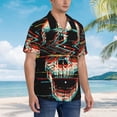 thumbnail image 3 of Vsdgher Glitch Screaming Skull Print Men's Hawaiian Shirts Button Down Tropical Holiday Beach Shirts Vacation Clothes,Large, 3 of 7