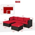 thumbnail image 2 of Gymax 5PCS Rattan Patio Conversation Set Outdoor Furniture Set w/ Ottoman Red Cushion, 2 of 10