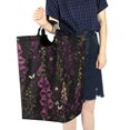 thumbnail image 4 of Yayeee Freestanding Laundry Hamper with Handle Collapsible Large Storage Basket for Clothes, Dark Purple Floral Pattern, 4 of 7