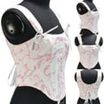 thumbnail image 2 of Lilgiuy Women Casual Eyelet Lace-up Floral Print Fishbone Court Vintage Corset Straps Tank Top Pink,10 for 2022, 2 of 4