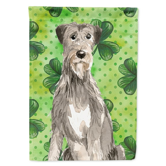 Carolines Treasures CK1802CHF Shamrocks Irish Wolfhound Flag Canvas House Size  Large multicolor