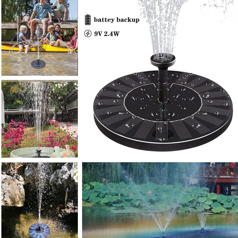 4 Nozzle Fountain Solar Powered Water Pump Panel Pond Pool Bird Bath for Garden 