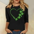 thumbnail image 1 of Meichang T-Shirts Verts pour Femmes, T-Shirts de la Saint-Patrick, T-Shirts Graphiques Trèfle, Manches 3/4, Col Rond, Tops Irlandais, 1 of 5