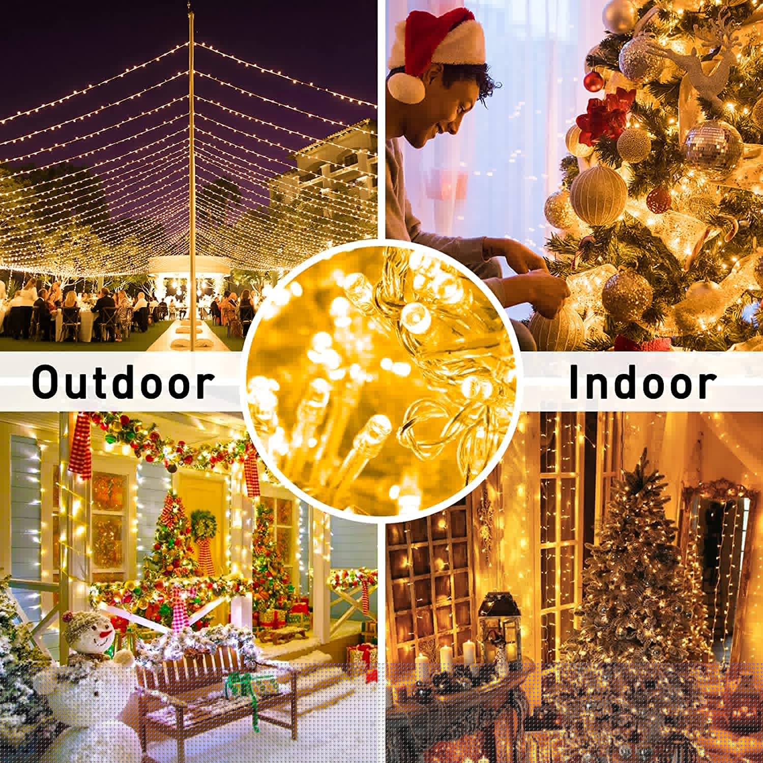 thumbnail image 2 of ZOELNIC 66FT 200 LED Indoor String Lights, Plug in String Lights 8 Modes Waterproof for Outdoor Christmas Wedding Party Bedroom, Yellow, 2 of 9