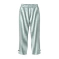 thumbnail image 4 of Wutalume Womens Capri Pants for Women - Striped Wide Leg High Waisted Drawstring Casual Trousers with Pockets Loose Fit Lightweight Summer,Mint Green L, 4 of 8