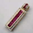 thumbnail image 3 of Bluebelljewels Baguette Cut Lab Created Ruby Bar Pendant 14K Two-Tone Gold Finish, 3 of 3