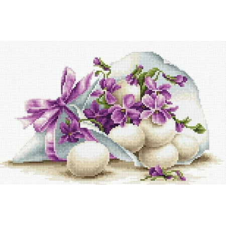 UPC: 4840746008924 | Counted Cross-Stitch Kit Easter Joy B106L Needlework Easy Small Purple White By Luca-S Canvas Cotton