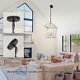 thumbnail image 3 of 4 Light Chandelier, Industrial Ceiling Light Black Lantern Light Fixtures with Farmhouse Metal Cage Adjustable Height Rustic Geometric Hanging Light E12 Base for Kitchen Island, Entryway, Indoor Use, 3 of 6