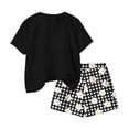 thumbnail image 7 of Babcutegg Girls Summer Printed Two-Piece Outfit – Short Sleeve Round Neck Top with Elastic Waist Shorts for Casual and Playful Everyday Wear Black Size 9-10, 7 of 7
