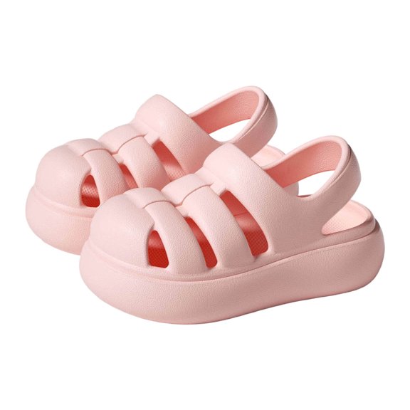 Gpaecead Boys Girls Closed Toe Sandals Eva Solid Color Soft Sole Non Slip Thick Sole Summer Outdoor Casual Slippers, Pink