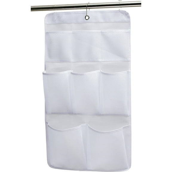 White Hanging Shower Organizer,Hanging Mesh Shower Caddy,Mesh Shower Caddy,Storage Pockets,Saving Bathroom Organizer
