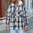 thumbnail image 2 of RongHuan Mens Flannel Jacket Lightweight Sherpa Fleece Lined Plaid Shirt Jackets Warm Button Up Winter Coats with Hood, 2 of 8