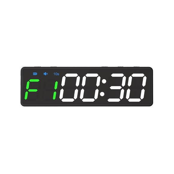 Bearachild El reloj magnético del gimnasio del contador de tiempo del intervalo personalizado para el control remoto incorporado del gimnasio en Electrónica marco negro Fuente verde y blanca.