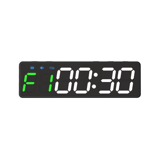 Bearachild El reloj magnético del gimnasio del contador de tiempo del intervalo personalizado para el control remoto incorporado del gimnasio en Electrónica marco negro Fuente verde y blanca.